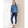Allegra K Women's Peter Pan Collar Ruffled Button Down Denim Shirt - 2 of 4