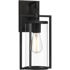 John Timberland Rennes 15 3/4" High Modern Outdoor Wall Light Fixture Mount Porch House Exterior Outside Weatherproof Black Metal Clear Glass Shade - 1 of 4