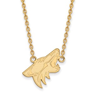 Black Bow Jewelry 14k Yellow Gold Plated Sterling Silver Arizona Coyotes NHL Necklace 18 Inch - 1 of 4