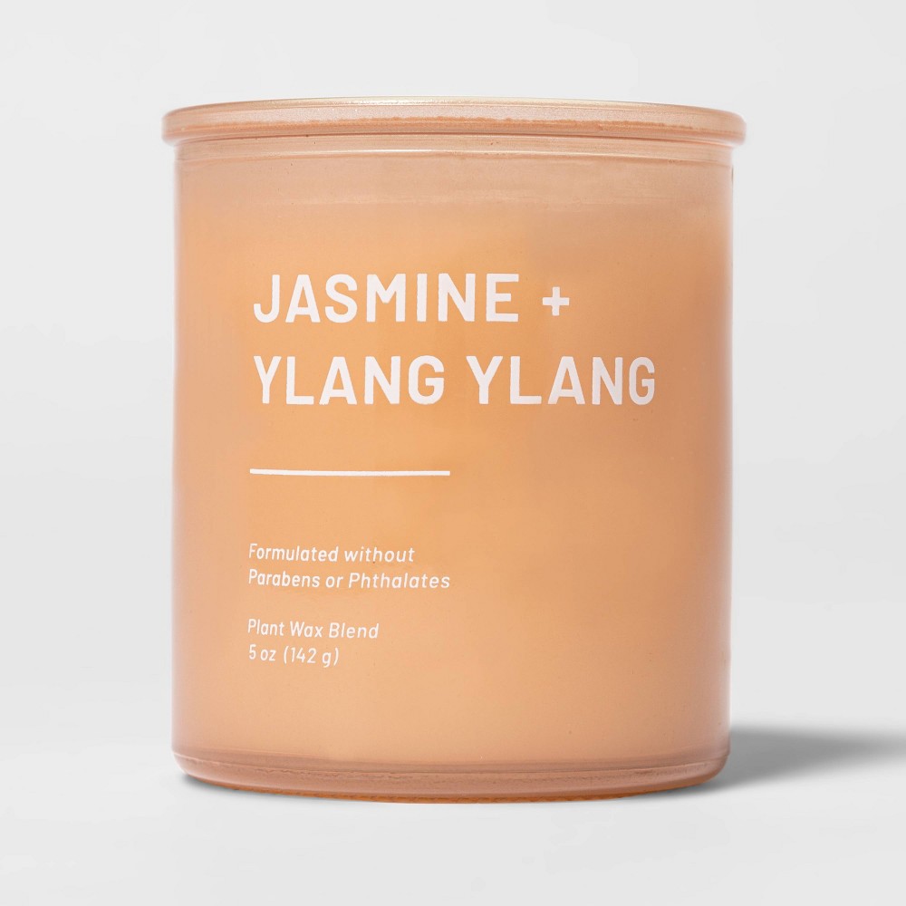 Photos - Other interior and decor Tinted Glass Jasmine + Ylang Ylang Jar Candle Light Orange 5oz - Threshold