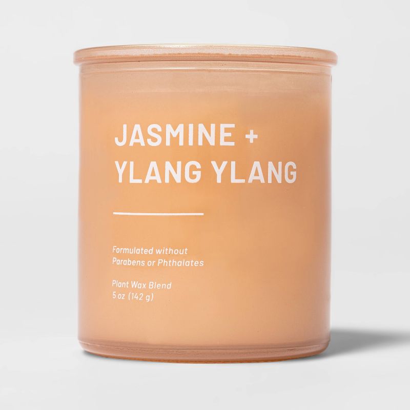 Tinted Glass Jasmine + Ylang Ylang Jar Candle Light Orange - Threshold™, 1 of 3