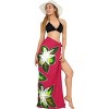 LA LEELA Women's Beach Bikini Swimwear Cover up Wrap Skirt Bathing suit Summer Wraps Sarong Swimsuits for Women One Size Red, Floral - 2 of 4