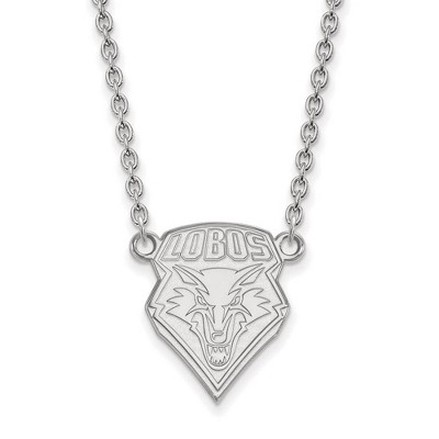 Black Bow Jewelry 14k White Gold New Mexico Lobos NCAA Necklace 18 Inch