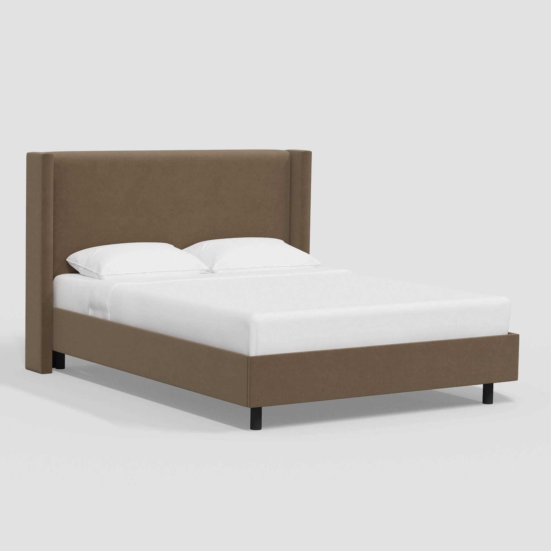 King Austin Wingback Platform Bed in Luxe Velvet Titan Walnut - Threshold™: Pine Frame, No Box Spring Needed