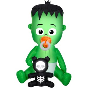 Gemmy Animated Airblown Inflatable Nom Nom Baby w/Pacifier, 5.5 ft Tall, Green - 1 of 3