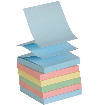 School Smart Pop-Up Self-Stick Adhesive Note, 3 x 3 Inches, Assorted Pastel Colors, 100 Sheets per Pad, pk of 12
