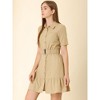 Allegra K Women's Belted Ruffled Hem Button-Down Cotton Safari Shirt Dress - 2 of 4
