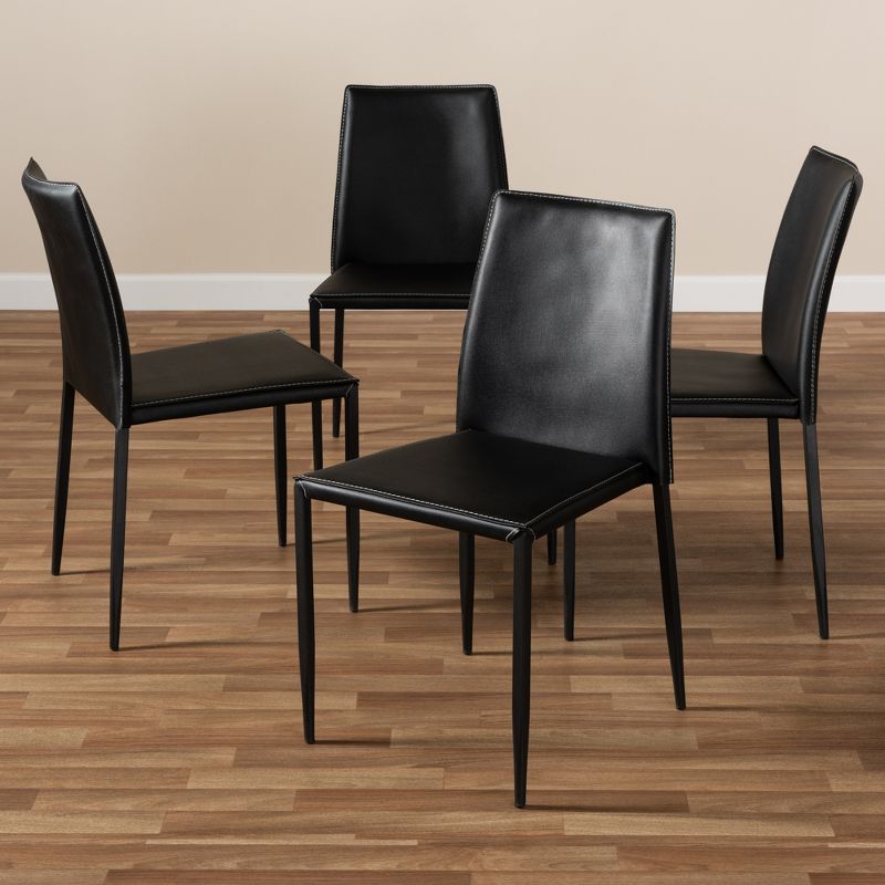 Set of 4 Pascha Modern and Contemporary Faux Leather Upholstered Dining Chairs - Baxton Studio, 5 of 7