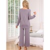cheibear Women's Lounge Sets Hight-Low Shirt and Wide-leg Pants 2 Piece Pjs Loose Sleepwear Loungewear - 3 of 4