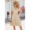 Women's Summer Casual Dress V Neck Short Sleeve Midi Sundress Party Dress Flowy Tiered Beach Dresses - 2 of 4