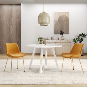 NicBex Round Dining Table Set Morden Kitchen Table for 2 with Trestle Base and 2 Velvet Chairs for Home Office - 1 of 4