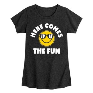 Girls' - Instant Message - Here Comes The Fun Fitted Short Sleeve Graphic T-Shirt - 1 of 4