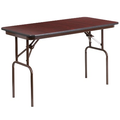 Emma and Oliver 4-Foot High Pressure Mahogany Laminate Folding Banquet Table