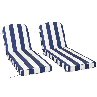KINWELL Set of 2 Extra Thick Outdoor Chaise Lounge Cushions (5-inch Thick)