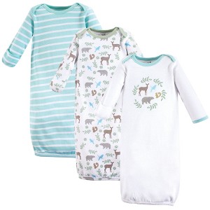 Touched by Nature Unisex Baby Organic Cotton Gowns 3pk Set, Forest, Preemie/Newborn - 1 of 1