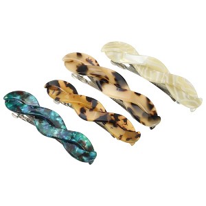 Unique Bargains Women's Tortoise Shell French Hair Barrettes 4 Pcs - 1 of 4