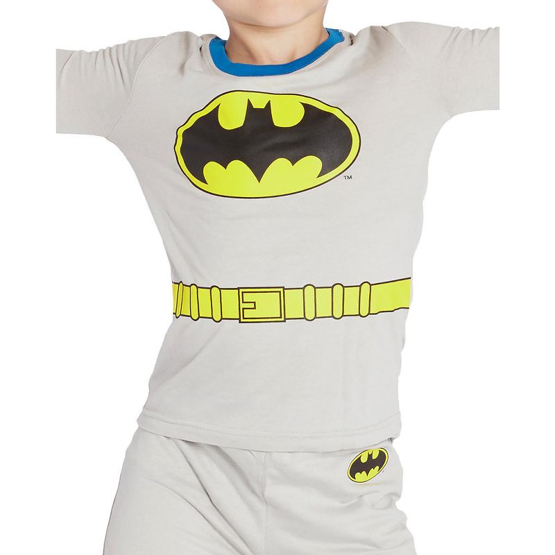DC Comics Big Boys Batman Costume Pajama Set, Gray, 4 Grey, 3 of 6