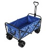 Gulches 440lbs Collapsible Foldable Wagon Cart - Beach Utility Cart, Grocery Cart, Blue Flower Design - 3 of 4