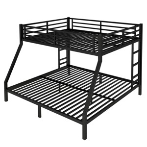 TopComfy Beds Metal Queen over King Bunk Bed Teens Bed Space Saving Noise Reduced No Box Spring Needed for Bedroom, Black, 78.7"*64.29"*112.66" - 1 of 4
