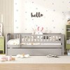 Twin Size Wood Daybed with Trundle and Fence Guardrails - 2 of 4