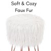 BirdRock Home Faux Fur Foot Stool Ottoman with Hair Pin Legs - White - 2 of 2