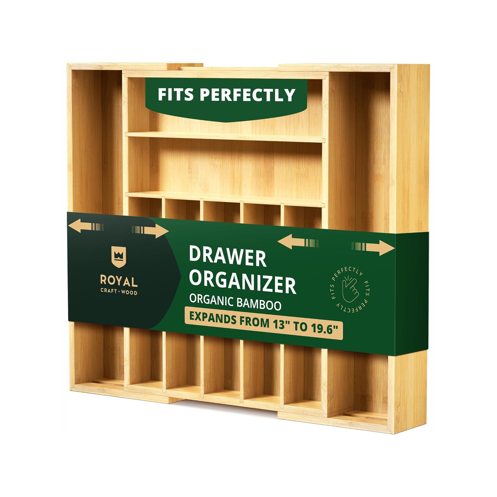 Royal Craft Wood Bamboo Kitchen Drawer Organizer (Beige, 9-slot)