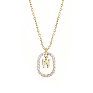 Adornia 14k Gold Plated Floating Letter CZ Frame Necklace - 1 of 2
