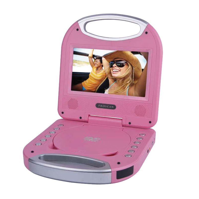 Proscan® 7-In. Portable DVD Player with Earphones, Remote, and Integrated Handle, Pink, PDVD7049, 1 of 5