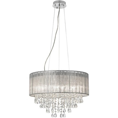 Jolie 20" Chrome Crystal Drum Shade Chandelier