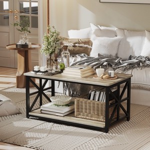 Coffee Table with Storage, Design Farmhouse Coffee Table, Space Saving, Industrial Coffee Table for Living Room - 1 of 4