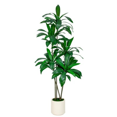 6FT Dracaena Draco Artificial Dragon Tree Realistic Dracaena Fragrans Faux Tree with White Pot for Home Office Indoor Outdoor Decor
