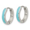 Chisel Stainless Steel Polished with Blue Enamel 2.90mm Hinged Hoop Earrings - 3 of 4
