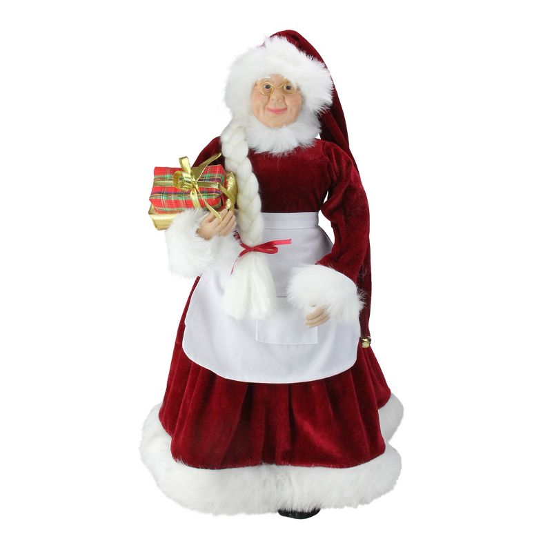 Northlight 24" Traditional Mrs Claus with Braided Hair and Gifts Christmas Figure, 1 of 7