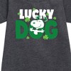 Girls' - Peanuts - Snoopy Lucky Dog Graphic Short Sleeve Fleece Dress - 2 of 4