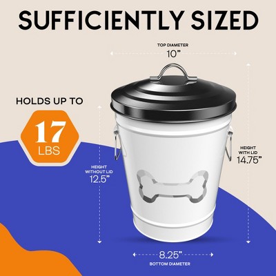 White and Black Metal Airtight Dog Food Storage Canister