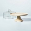 11" Stoneware Dessert Stand with Glass Cloche Taupe - Hearth & Hand™ with Magnolia - image 3 of 4