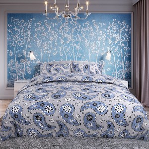 PiccoCasa All-Season 100% Quality Paisley Floral Pattern Comforter & Sham Set 3 Pcs - 1 of 4
