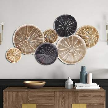 LuxenHome Multi-Color Sand Dollar 47.5" W x 27.5" H Metal Wall Decor Brown