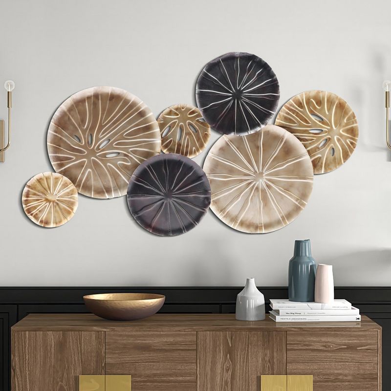 LuxenHome Multi-Color Sand Dollar 47.5" W x 27.5" H Metal Wall Decor Brown, 1 of 11