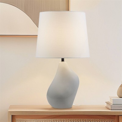 Ink+Ivy 12"x21.75" ZenGlossy Asymmetrical Ceramic Elegant Modern (Includes LED Light Bulb) Table Lamp