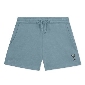 Dalix Martini Embroidered Shorts Washed Soft Fleece Relaxed Drawstring Pocket Fit Lounge Womens - 1 of 4