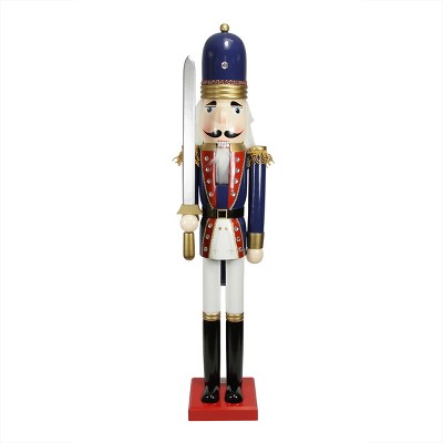 Northlight 48.25" Blue and White Christmas Nutcracker Soldier with Sword