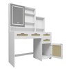 Makeup Vanity With Mirror, 3 Colors Lights, Vanity Desk With 4 Drawers, 1 Cabinets And Shelves, Vanity Table Rattan Vanity Dresser for Bedroom - 2 of 4