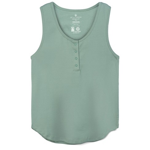 Of an Origin Organic Cotton, Sleeveless, Henley Tank, Willow - image 1 of 2