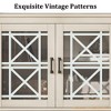 Farmhouse TV Stand for 80 inch, Grey Modern Entertainment Center with Lights and Pattern Glass Doors, Wooden Media Console Cabinet Table - 4 of 4