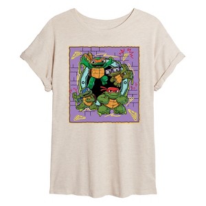 Women's - Teenage Mutant Ninja Turtles Mutant Mayhem - Mini Badge Oversized Graphic T-Shirt - 1 of 4