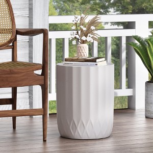 Maggift Patio End Tables, Stylish End Tables for Indoor and Outdoor Use, Ideal for Gardens, Backyard, Special Design, White, 15"*15"*18.5" - 1 of 4