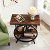 Gulches 3-Tier End Table (Rustic Brown and Metal) Narrow Wood Side Table with Geometric Frame, Industrial Storage Nightstand (1pc) - 4 of 4