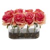 Nearly Natural 5.5-in Blooming Roses in Glass Vase Artificial Arrangement, Burgundy - 2 of 4