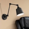 360 Lighting Mendes Modern Industrial Swing Arm Wall Lamp Black Hardwired Light Fixture Adjustable Metal Shade for Bedroom Bedside Reading Living Room - 2 of 4